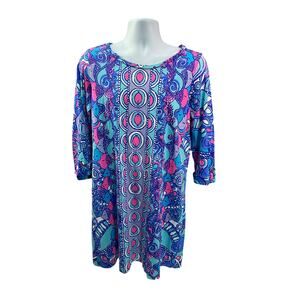 Lilly Pulitzer | Women's 3/4 Sleeve Colorful Linden Dress Sea Jewels Size Large